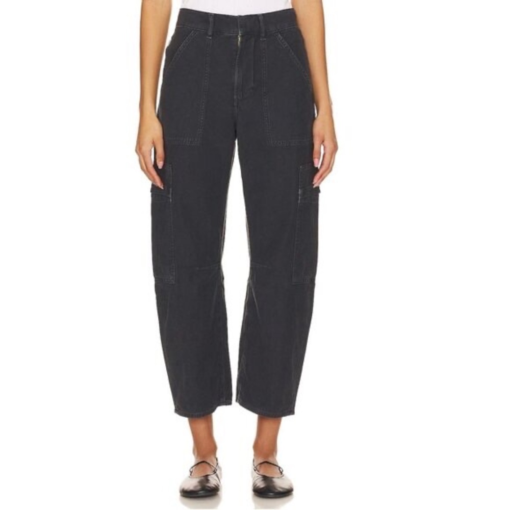 Citizens of Humanity Marcelle Low Slung Easy Cargo Barrel Jeans Pants Black 24